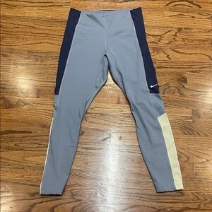 Nike lavender, navy and light green girls Leggings dry fit size M
